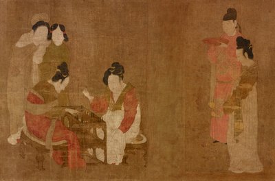Dame di corte che giocano a doppio sei (dettaglio) da Zhou Fang